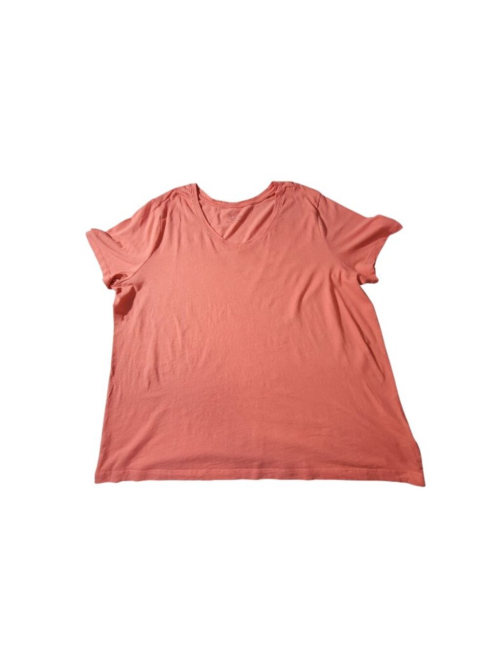Time And Tru Womens Coral V-Neck T-Shirt  Size XXL 100% Cotton Relaxed Fit